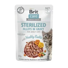 Влажный корм Brit Care Cat Sterilized для стерилизованных кошек, филе в соусе, с кроликом, пауч, 85 г