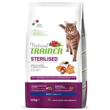 Корм Trainer Natural Super Premium для взрослых стерилизованных кошек от 1 года, с лососем и горохом, 1.5 кг