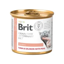 Консервы Brit VetDiets Cat Renal для кошек с хронической почечной недостаточностью, тунец, лосось с горохом, 200 г