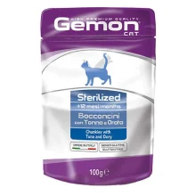 Влажный корм GEMON CAT WET Sterilized кусочки с тунцом и рыбкой дори 0,1 кг