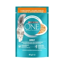 Вологий корм Purina One Adult для котів, з куркою та зеленою квасолею у соусі, 85 г