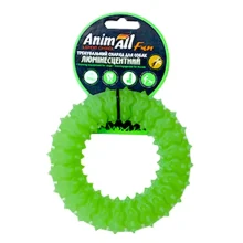 Игрушка AnimAll Fun кольцо с шипами для собак, люминесцентная, 12 см, зеленая