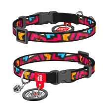 Ошейник для кошек WAUDOG Nylon с QR паспортом, рисунок "Граффити" ширина 10 мм, длина 20-30 см