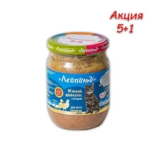 Консерва Леопольд для котов деликатес с птицей, 500 г, Акция 5+1