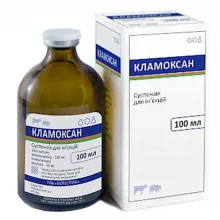 Суспензия для инъекций BioTestLab Кламоксан при заболеваниях органов дыхания для КРС, 100 мл