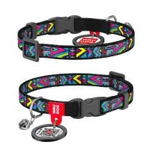 Ошейник для кошек WAUDOG Nylon с QR паспортом, рисунок "Инди" ширина 10 мм, длина 20-30 см