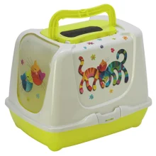 Туалет Moderna Trendy Cat Friends Forever для кошек c фильтром и совком, лимонный, 50 х 39 х 37 см