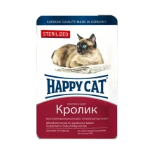 Влажный корм Happy Cat Btl sterilisiert Kaninchen Sossе для взрослых кошек, с кроликом в соусе, 100 г