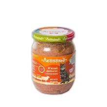 Консервы Леопольд Мясные деликатесы для кошек, с мясом ягнят, 500 г