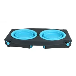Миска Dexas Adjustable Height Pet Feeder двойная, с регулируемыми ножками, голубая, 960 мл
