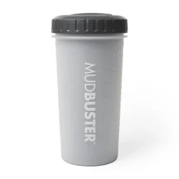 Лапомойка DEXAS MudBuster большая с крышкой, для собак, высота 22 см, диаметр 12 см, светло-серая