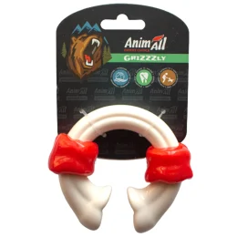 Игрушка AnimAll GrizZzly косточка-кольцо, красно-белая