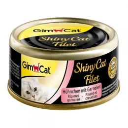 Влажный корм GimCat Shiny Cat Filet для кошек, с курицей и креветками, 70 г