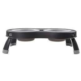 Миска Dexas Double Elevated Feeder двойная, на складной подставке, светло-серая, 240 мл