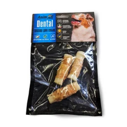 Лакомство AnimAll Dental трубочка рулетик, для собак, с мясом курицы, 7-8 см, 3 штуки