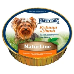 Влажный корм Happy Dog NaturLine для взрослых собак до 10 кг с чувствительным пищеварением, с курицей и уткой, 85 г