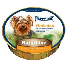 Влажный корм Happy Dog NaturLine для взрослых собак до 10 кг с чувствительным пищеварением, с индейкой, 85 г