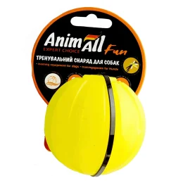 Игрушка AnimAll Fun тренировочный мяч для собак, 7 см, желтая