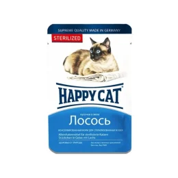 Влажный корм Happy Cat Btl sterilisiert Lachs Gelee для взрослых кошек, кусочки лосося в желе, 100 г