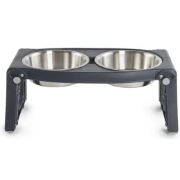 Миска Dexas Double Pet Feeder двойная, с регулируемыми ножками, нержавеющая сталь, серая, 960 мл