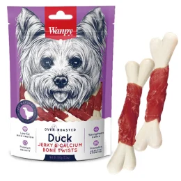 Лакомство Wanpy Duck Jerky & Calcium Bone Twists кость с вяленой уткой и кальцием, для собак, 100 г