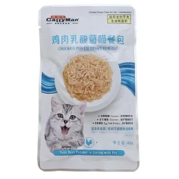 Влажный корм CattyMan Lactobacillus Chicken Feast консервы с пробиотиками, курица в желе, для кошек с проблемами пищеварения, пауч, 45 г