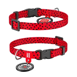 Ошейник WAUDOG Nylon с QR паспортом, рисунок "Арбуз" ширина 10 мм, длина 20-30 см
