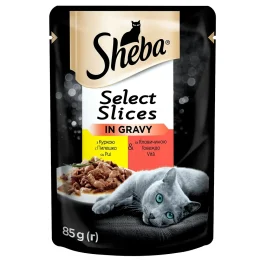 Влажный корм Sheba Selection in Sauce для кошек, с курицей и говядиной в соусе, 85 г