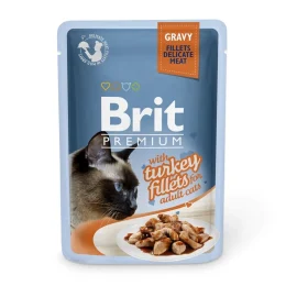 Влажный корм Brit Premium Cat, для кошек, филе индейки в соусе, 85 г
