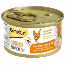 Влажный корм GimCat Shiny Cat Superfood для кошек, с курицей и морковью, 70 г