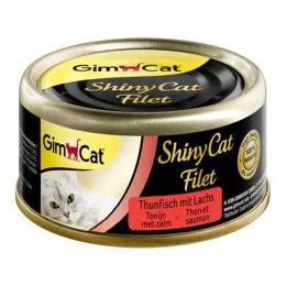 Влажный корм GimCat Shiny Cat для кошек, кусочки тунца и лосося, 70 г