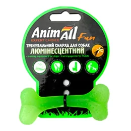 Игрушка AnimAll Fun кость для собак, люминесцентная, 8 см, зеленая