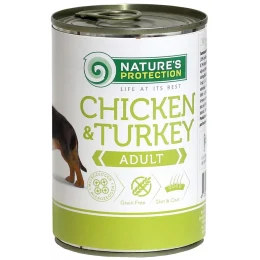 Консерва Natures Protection Adult Chicken&Turkey для взрослых собак, 400 г