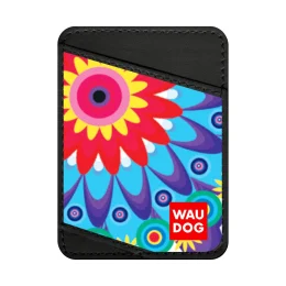 Визитница WAUDOG Design,  с рисунком "Цветы", ширина 70 мм, длина 95 мм, черный