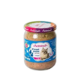 Влажный корм Леопольд мясной рацион для кошек, с птицей, 460 г