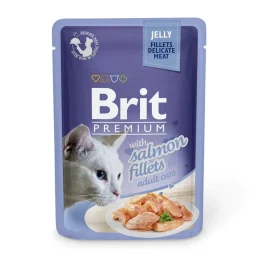 Влажный корм Brit Premium Cat, для кошек, филе лосося в желе, 85 г
