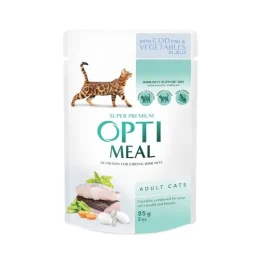Влажный корм Optimeal для взрослых кошек, с треской и овощами, 85 г