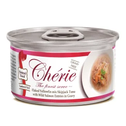 Консервы Cherie Signature для кошек, нежные кусочки тунца и дикого лосося в соусе, 80 г