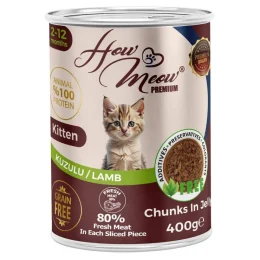 Влажный полнорационный корм HowMeow Kitten с ягненком для котят, 400 г