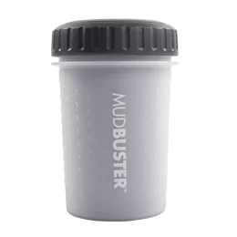 Лапомойка DEXAS MudBuster средняя с крышкой, для собак, высота 15 см, диаметр 10 см, светло-серая