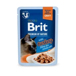 Влажный корм Brit Premium Delicate Fillets in Gravy Turkey для взрослых кошек, филе в соусе, индейка, 85 г