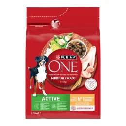 Сухой корм Purina One Medium & Maxi Active для активных собак средних и крупных пород, с курицей и рисом, 2.5 кг