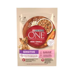 Влажный корм Purina One Mini Sensitive для взрослых собак мелких пород, с лососем, 85 г