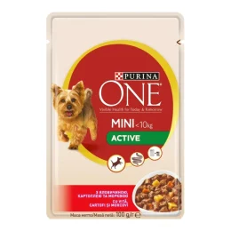 Влажный корм Purina One Mini Active для взрослых собак мелких пород, с говядиной и картофелем, 100 г