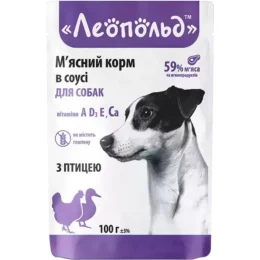 Влажный корм Леопольд мясной для собак, с птицей, в соусе, 100 г