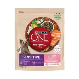 Сухой корм Purina One Mini & Small Sensitive для собак мелких пород, с лососем и рисом, 800 г