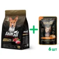 Сухий корм AnimAll для дорослих собак середніх порід, зі свіжою індичкою та ягням, 2.5 кг + 6 паучів волого корму в подарунок