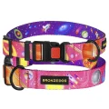 Нашийник BronzeDog Urban Cosmos, для собак, нейлоновий, фастекс пластиковий, рожевий, 35-53×2.5 см