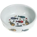 Миска Flamingo Color Fish для котів, кераміка, біла, розмір S, 11×4.5 см