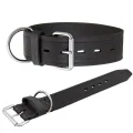 Нашийник Flamingo Rondo Collar для собак, натуральна шкіра, чорний, 5×75 см
